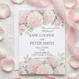 Pastel hydrangeas and roses budget Wedding  Inbjudningar
