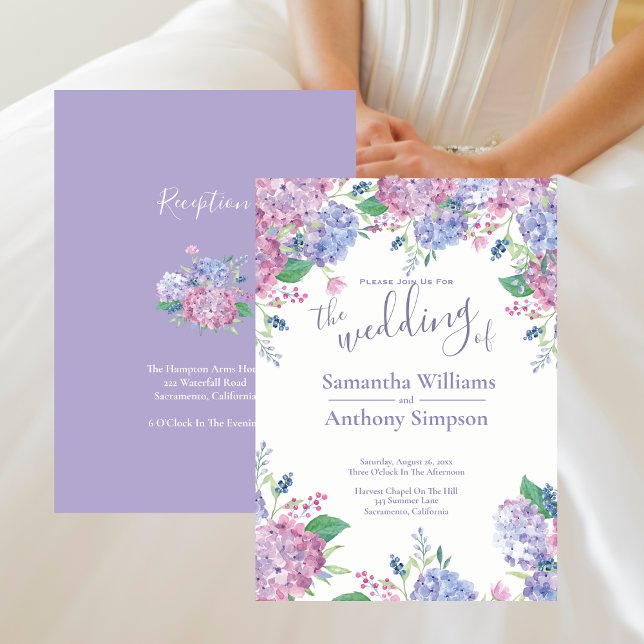 Pastel Hydrangeas Blommigt Bröllop Inbjudningar (Pastel Hydrangeas Floral Wedding Invitation)