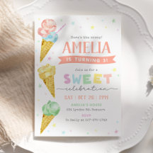 Pastel Ice Cream Birthday-inbjudan
