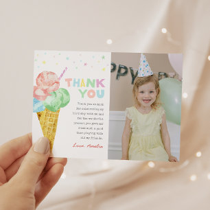 Pastel Ice Cream Birthday Photo - tackkort Inbjudningar