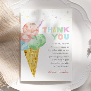 Pastel Ice Cream Birthday - tackkort Inbjudningar