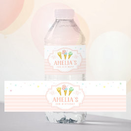 Pastel Ice Cream Birthday Vattenflaska Label Vattenflaskor Etikett