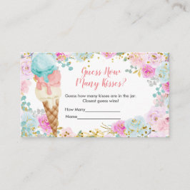 Pastel Ice Cream Blommigt Hur många kisses Tilläggskort