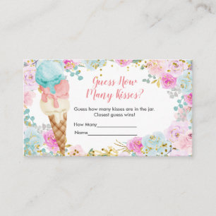 Pastel Ice Cream Blommigt Hur många kisses Tilläggskort