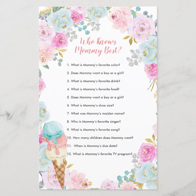 Pastel Ice Cream Blommigt som känner till Mammans  (Framsida)