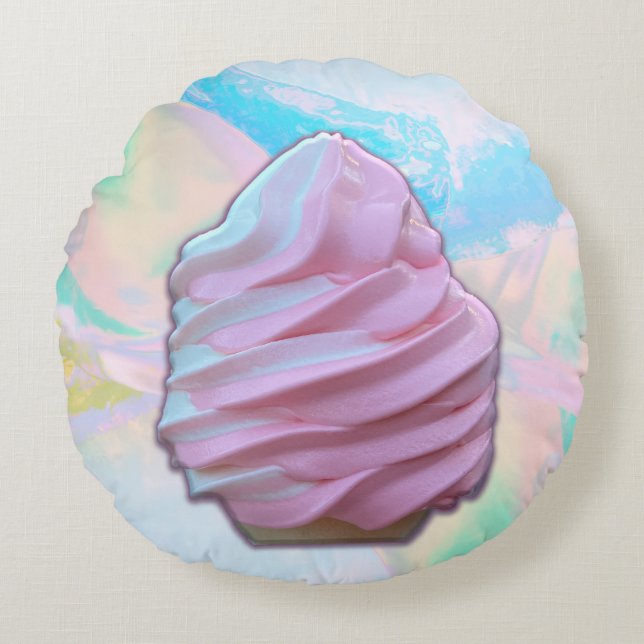 Pastel Ice Cream Dream Rund Kudde (Framsidan)
