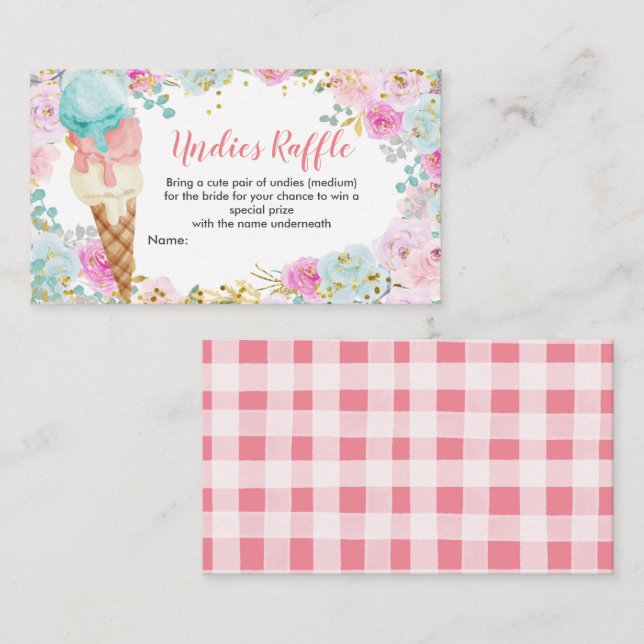 Pastel Ice Cream Undies Raffle-höljeskort Tilläggskort (Fram/baksida)