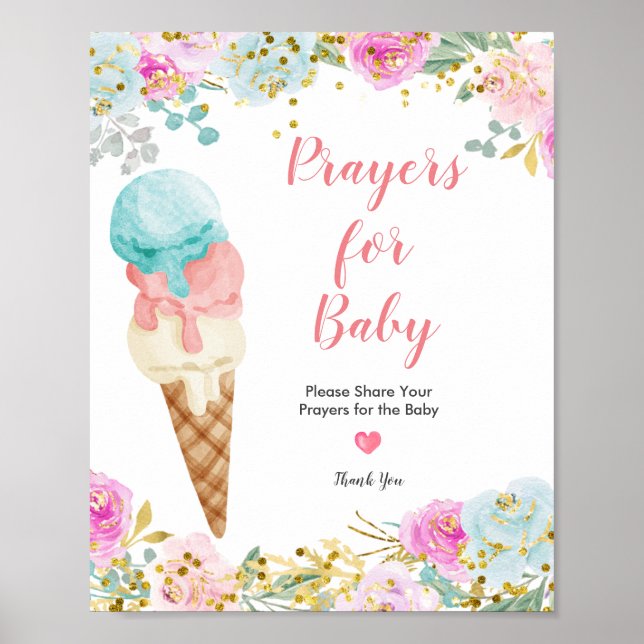 Pastel Ice kräk Prayers for Baby Sign Poster (Framsidan)