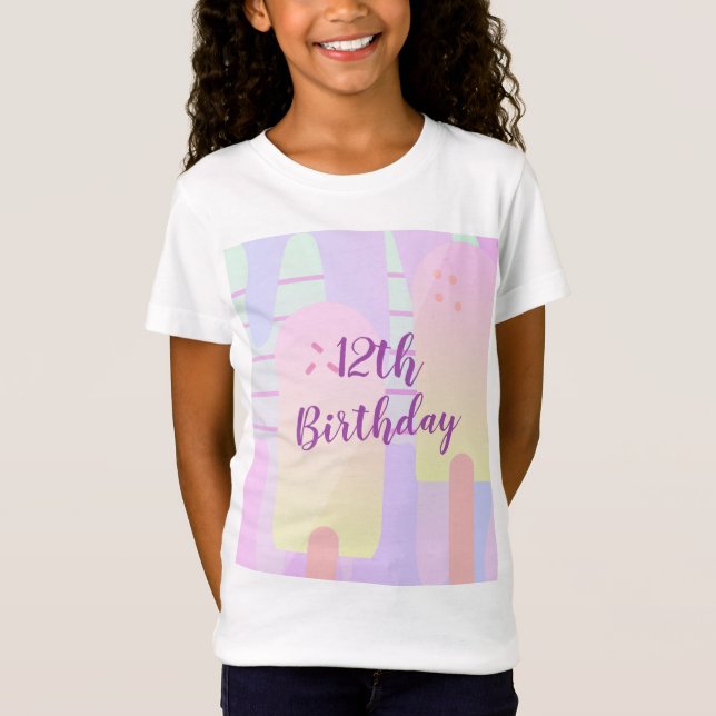 Pastel Ice Pop Ice Cream Birthday T Shirt (Framsida)
