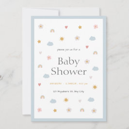 Pastel Illustrative Baby Shower Inbjudningar