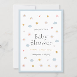 Pastel Illustrative Baby Shower Inbjudningar