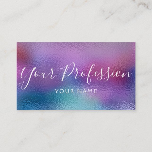 Pastel Iridescent Foil Blue, Lila and Teal Visitkort (Framsida)