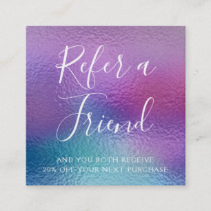 Pastel Iridescent Foil Blue, Lila Refar en vän Fyrkantigt Visitkort