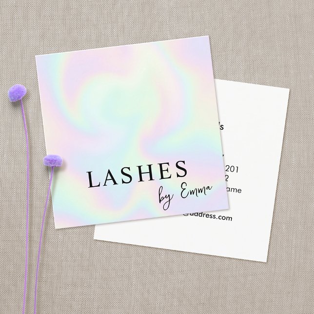 Pastel Iridescent HoloGraph Rainbow Abstrakt Fyrkantigt Visitkort (Skapare uppladdad)