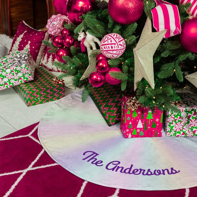 Pastel Iridescent Palette-övertoning Julgransmatta Borstad Polyester (Pastel Iridescent Palette Gradient Brushed Polyester Tree Skirt)