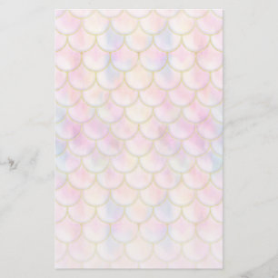 Pastel Iridescent Sjöjungfru Scales Mönster Brevpapper