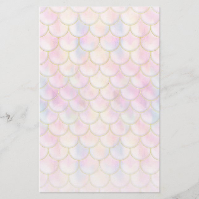 Pastel Iridescent Sjöjungfru Scales Mönster Brevpapper (Framsida)