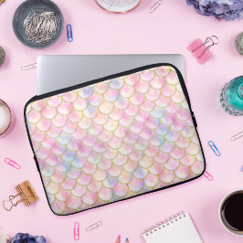 Pastel Iridescent Sjöjungfru Scales Mönster Laptop Fodral