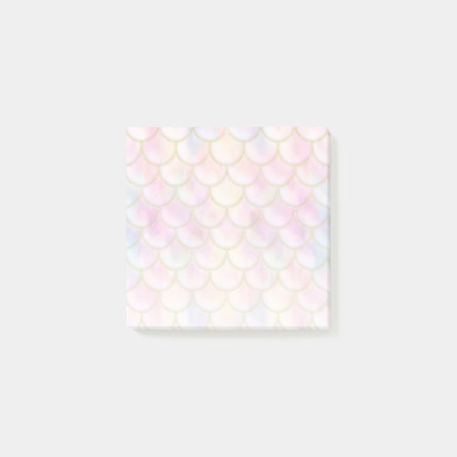 Pastel Iridescent Sjöjungfru Scales Mönster Post-it Block (Framsida)