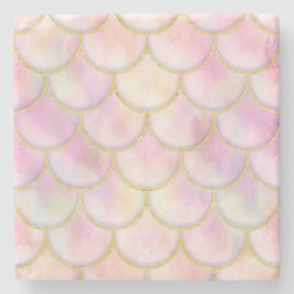 Pastel Iridescent Sjöjungfru Scales Mönster Stenunderlägg