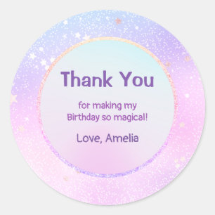 Pastel Iridescent Starry Glitter Galaxy Tack Runt Klistermärke