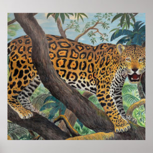 Pastel jaguar: djungeln teckning. poster