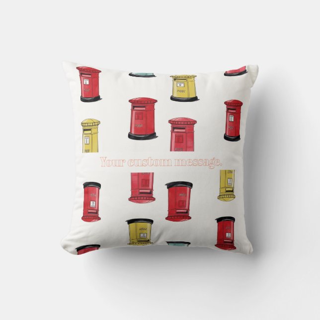 Pastel Japanese Postbox: Watercolor Crayon Style  Kudde (Framsida)