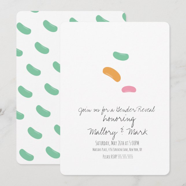 Pastel Jelly Candy Gender Reveal Inbjudningar (Fram/baksida)