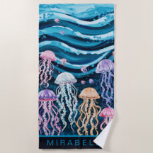 Pastel Jellyfish & Blue Vågar Anpassningsbar