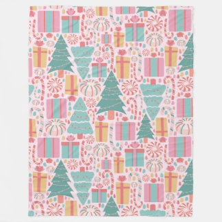 Pastel jul Cheer Seamless Mönster Fleecefilt