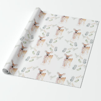 Pastel jul Cute Hjort Fawn Wrapping Papper Presentpapper