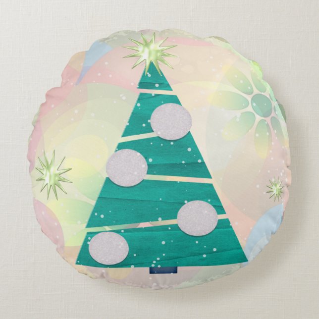 Pastel Jul HELGDAG Rund Kudde (Framsidan)