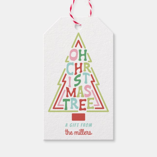 Pastel-jul | Oh Julgran Presentetikett (Framsidan)