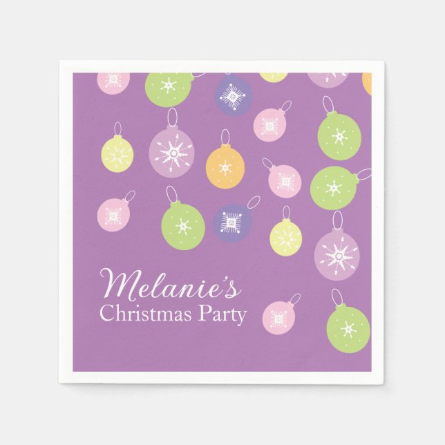 Pastel jul Ornaments Snöflingor Violet Pappersservett (Framsidan)