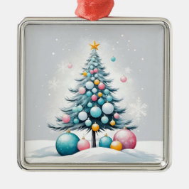 Pastel-jul | Oversifierade blå Rosa-prydnadsföremå Julgransprydnad Metall