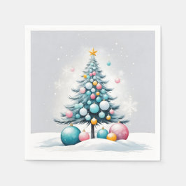 Pastel-jul | Oversifierade blå Rosa-prydnadsföremå Pappersservett