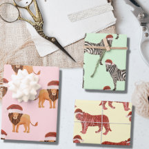 Pastel jul Safari Animals | Lejona Zebra Tiger