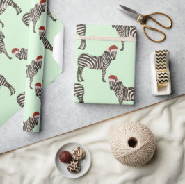 Pastel jul Safari Animals Mint Zebra Presentpapper