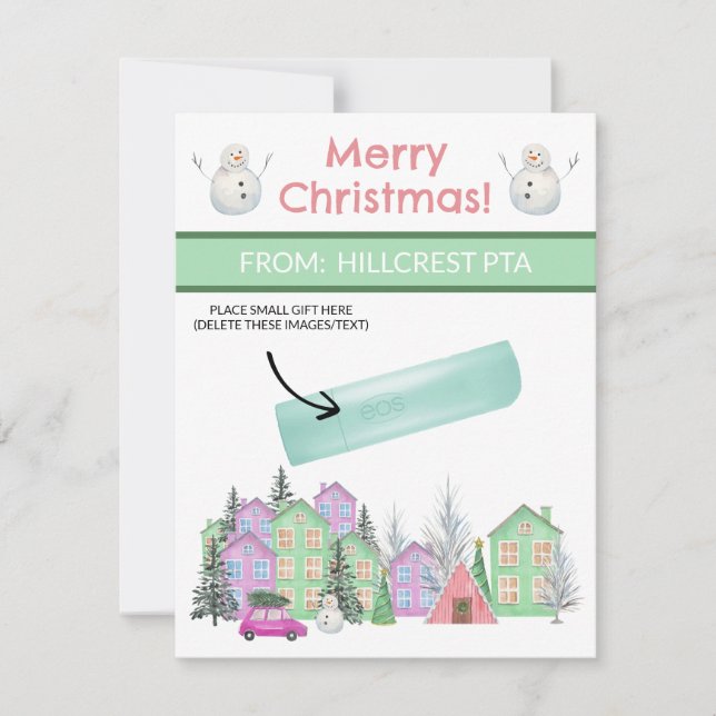 Pastel Jul Village, Personlig Gifts ut Inbjudningar (Framsida)