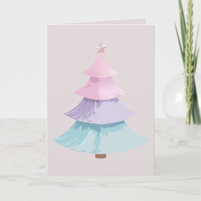 Pastel Julgran Helgkort (Framsida)