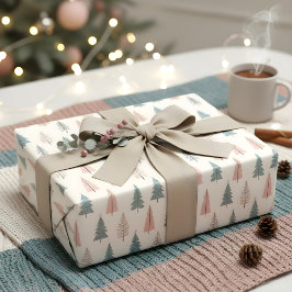 Pastel Julgran Mönster Presentpapper