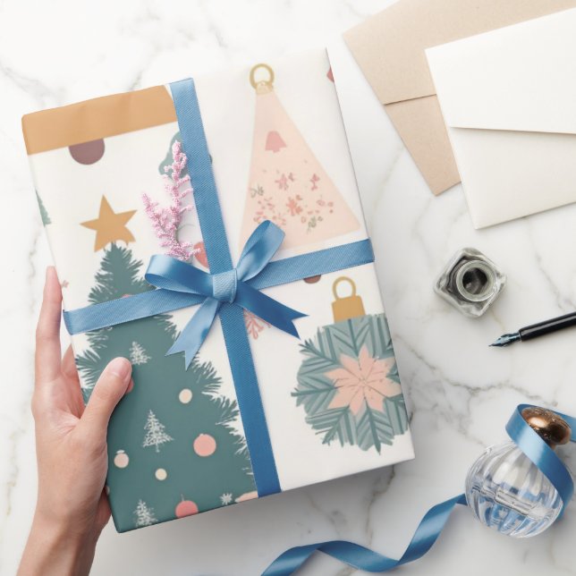 Pastel Julgran Ornaments Helgdag Presentpapper (Gifting)