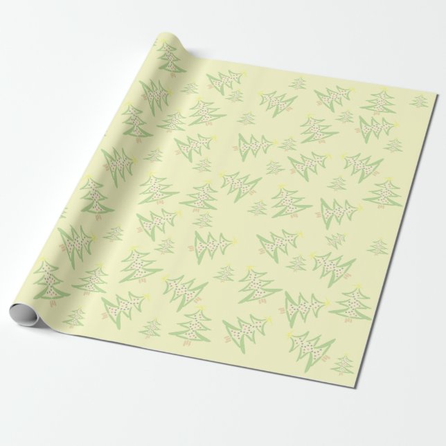 Pastel Julgran Wrapping Papper Presentpapper (Utrullad)