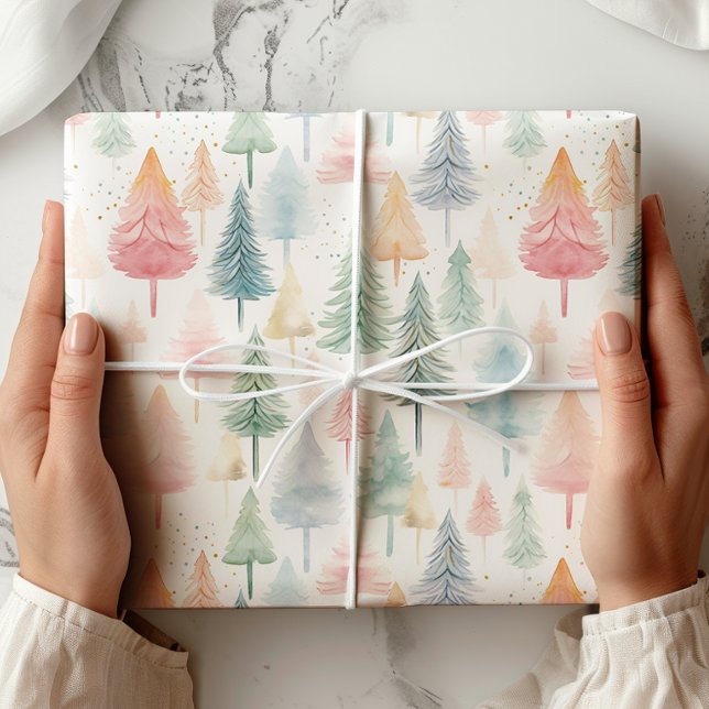 Pastel Julgran Wrapping Papper Presentpapper (Skapare uppladdad)