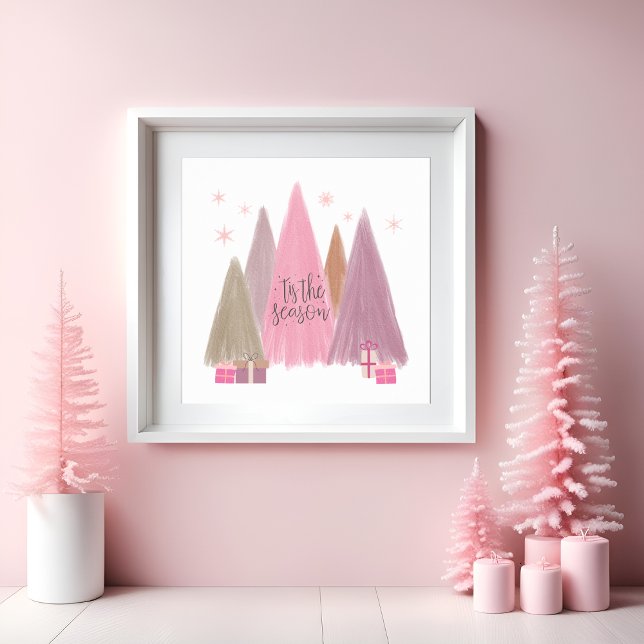 Pastel Julgranar: "Tis the Season unframed Poster ('Tis the Season to decorate in Pastels or pink!)