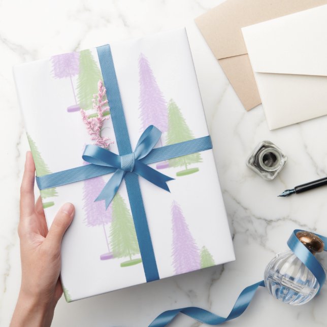 Pastel Julgranar Wrapping Papper Presentpapper (Gåvor)