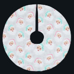 Pastel Jultomten Ansikte Vintage jul jul Julgransmatta Borstad Polyester<br><div class="desc">I stil-kjolen i vintage finns återillustrationer av Jultomten ansikte som är klädd i söt mint grönt och pastel rosa Santa hats som är klädda mot en mönstrad Julgran-bakgrund.</div>