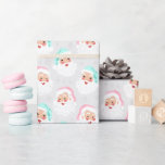 Pastel Jultomten Ansikte Vintage jul jul Presentpapper<br><div class="desc">Den här stil-inslagningen i vintage visar pappra illustrationer av Jultomten ansikte som är klädd i söt mynta grönt och pastelliserade rosa julhattar som är riktade mot en mönstrad grått-bakgrund.</div>