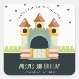 Pastel Jumping Castle Jump & Play Barns födelsedag Fyrkantigt Klistermärke
