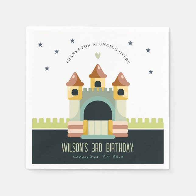 Pastel Jumping Castle Jump & Play Barns födelsedag Pappersservett (Framsidan)